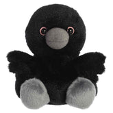 Black raven plush with a small beak and soft rounded body