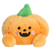 Orange jack-o'-lantern plush with a cheerful carved pumpkin face
