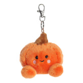 Orange pumpkin clip-on plush with a sweet face and small clip