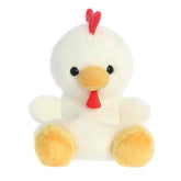 Tiny chicken Stuffed animals with white fur body filled with bean pellets, yellow fur mouth and feet, red crown and black eyes