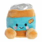 Petey Peanut Butter plush, aqua blue label with a silver lid and peanut applique, from Palm Pals.