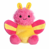 Rosy Maple Moth plush from Palm Pals, featuring a striking pink and yellow body with soft wing-like flaps