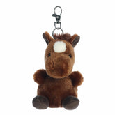 Brown Horse plush Clip-On from Palm Pals, featuring a deep brown body with a white blaze and friendly eyes