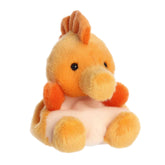 A small orange plush seahorse with a soft pink belly from the Palm Pals collection by Aurora.