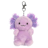 Xavier Purple Axolotl clip-on plush, lilac with purple gills and silver keychain clip, from Palm Pals.