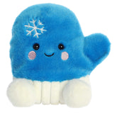 Merry Mitten Palm Pal plush, blue with white snowflake, ideal for adding winter joy to your collection.