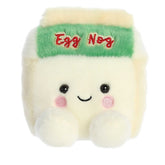 Emery Eggnog Palm Pal plush, white with 'Egg Nog' band, ideal for sweetening up your festive decor.