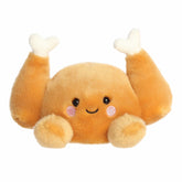 Golden-brown turkey plush with raised drumsticks, rosy cheeks, and embroidered smile