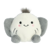 Stingray plush from Palm Pals, featuring a unique black patch of hair and soft gray hues, ready for heartwarming snuggles.