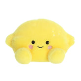 Cute mini lemon shaped plush toy with soft and bright yellow fur, white accents on the front, and a smiling face embroidery.