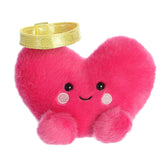 Heart plush from Palm Pals, Valentines Day edition, with a blush body and gold halo, symbolizing love and grace.
