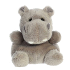 Hunk is a hippo plush with a discerning eye, decked out in a cozy coat of fluffy slate grey fabric.