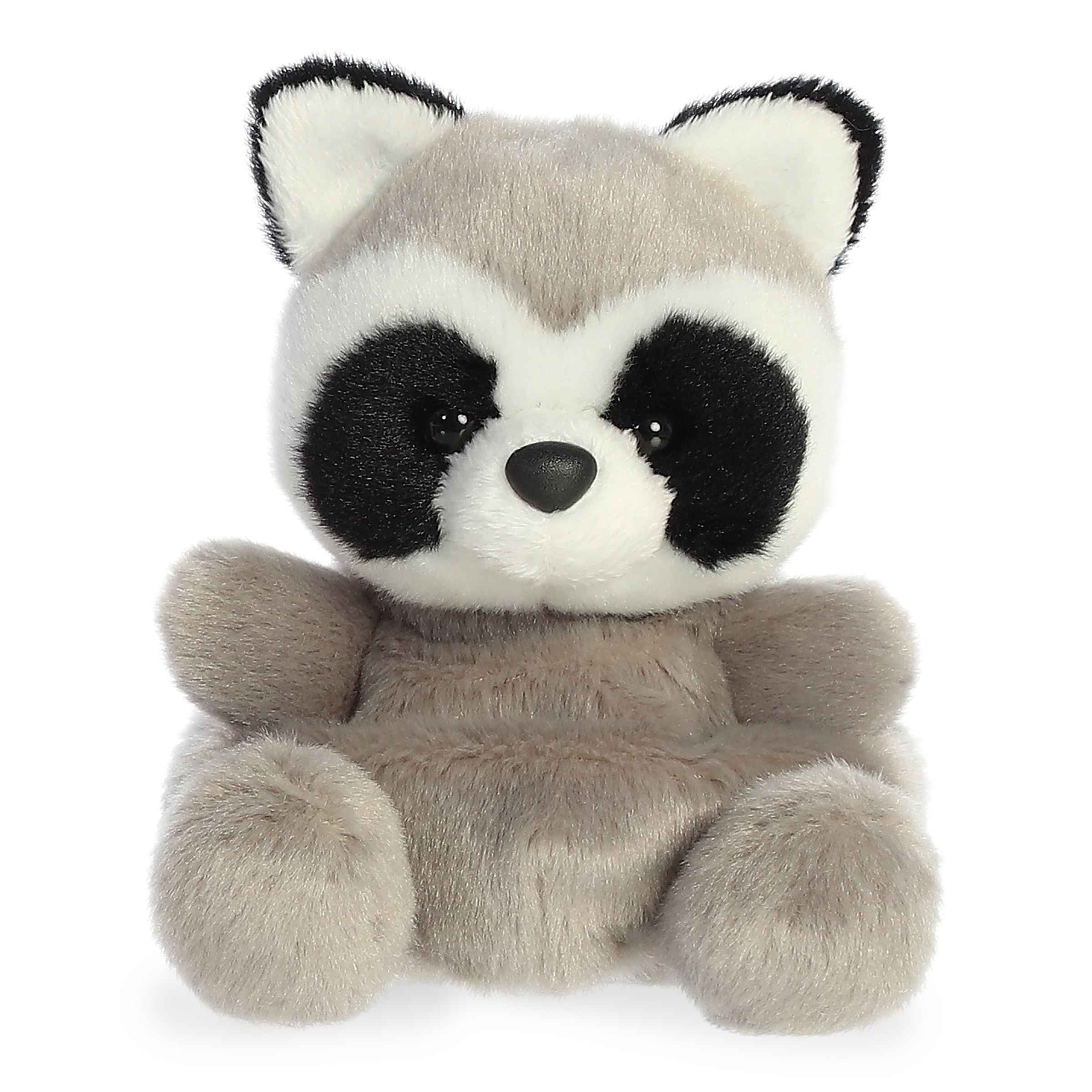 Rascal Raccoon plush from Palm Pals, black and white plush raccoon, mischievous and soft