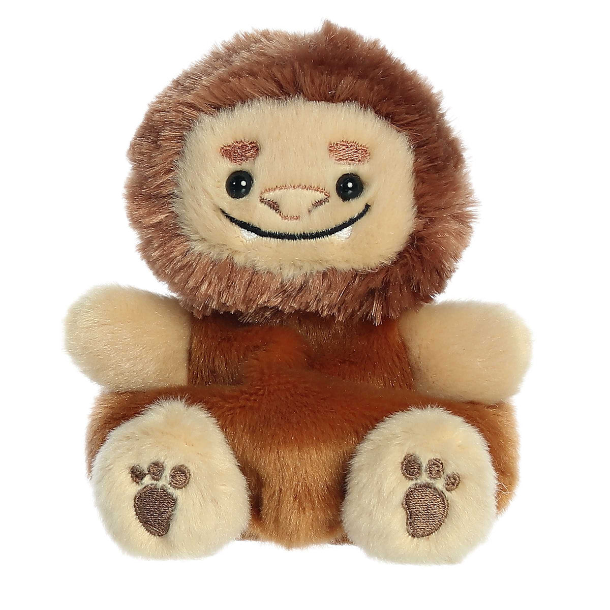 Brock Big Foot plush from Palm Pals, shaggy brown fur, smiling face, soft and durable.