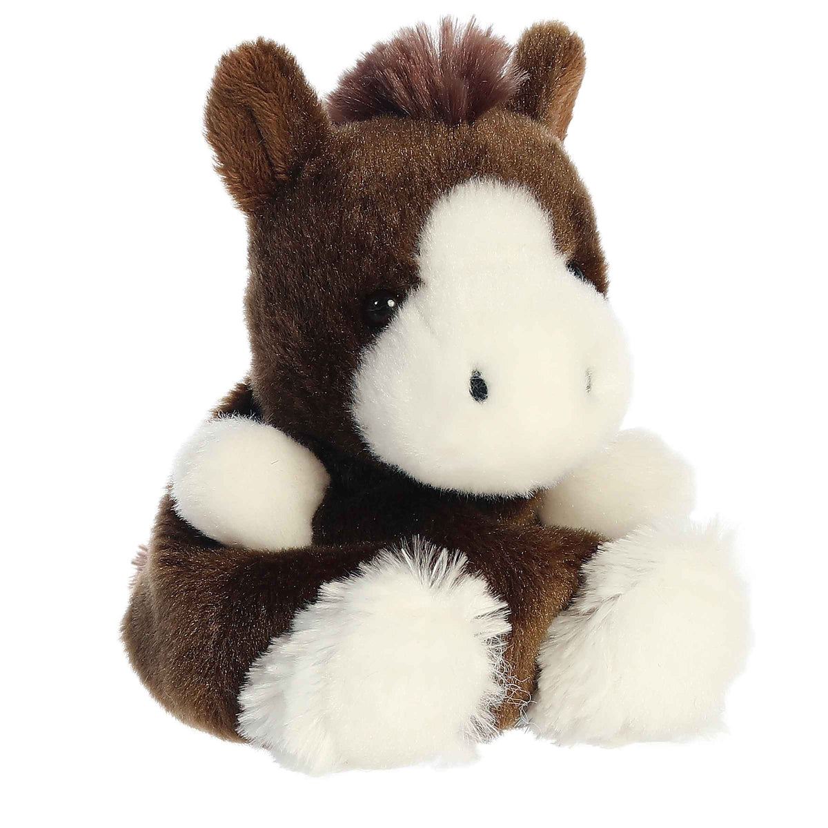 Plush toy of a brown Clydesdale horse in the Palm Pals collection with white hooves and a gentle expression.