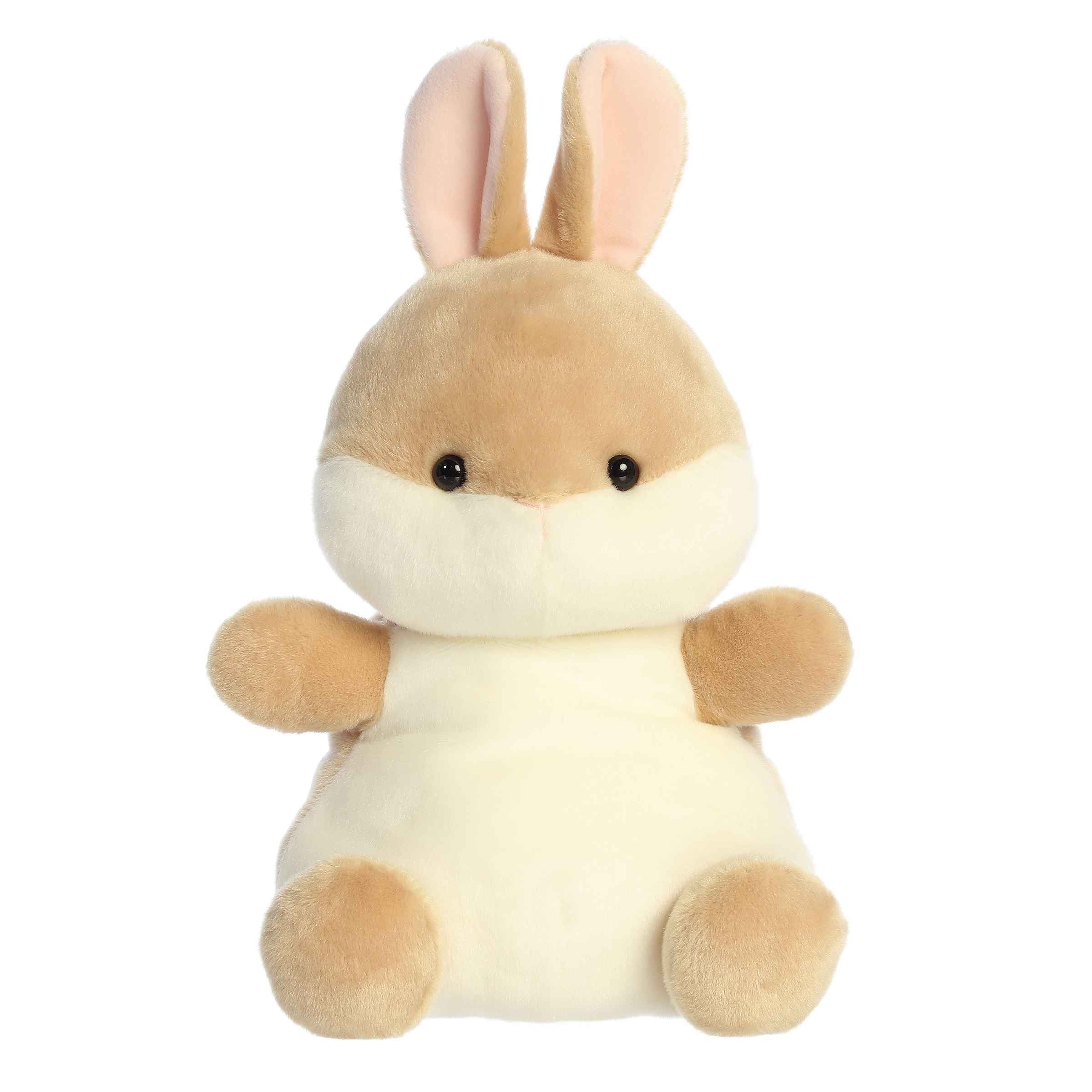 Larger plush toy of a beige bunny in the Palm Pals collection, with pink inner ears