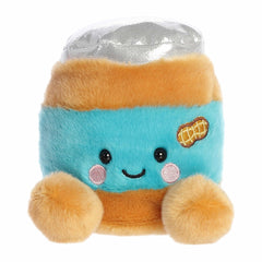 Petey Peanut Butter plush, aqua blue label with a silver lid and peanut applique, from Palm Pals.