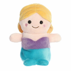 Serena Mermaid plush, purple top and turquoise tail with yellow hair, ocean-themed.