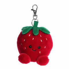 Juicy Strawberry clip-on plush, vibrant red and fun design, adds sweetness to accessories.