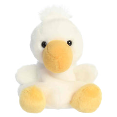 Percy Pelican plush, white with yellow beak and feet, featuring a fluffy white crest, from Palm Pals.
