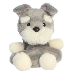 Korra Schnauzer plush, grey with white beard and inquisitive expression, from Palm Pals.