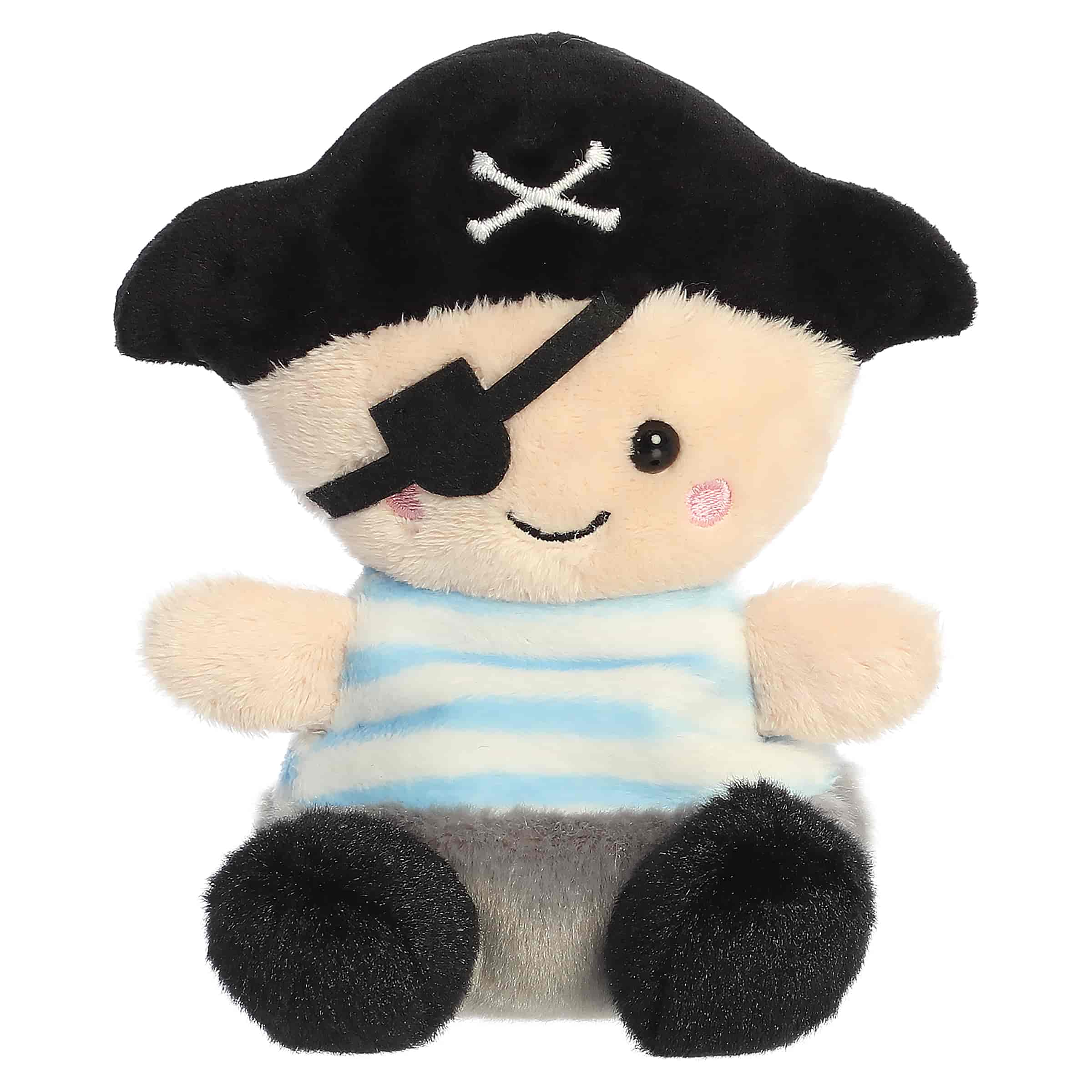 Rowan Water Bottle plush, seafoam-blue with navy cap and measurement markings, from Palm Pals.