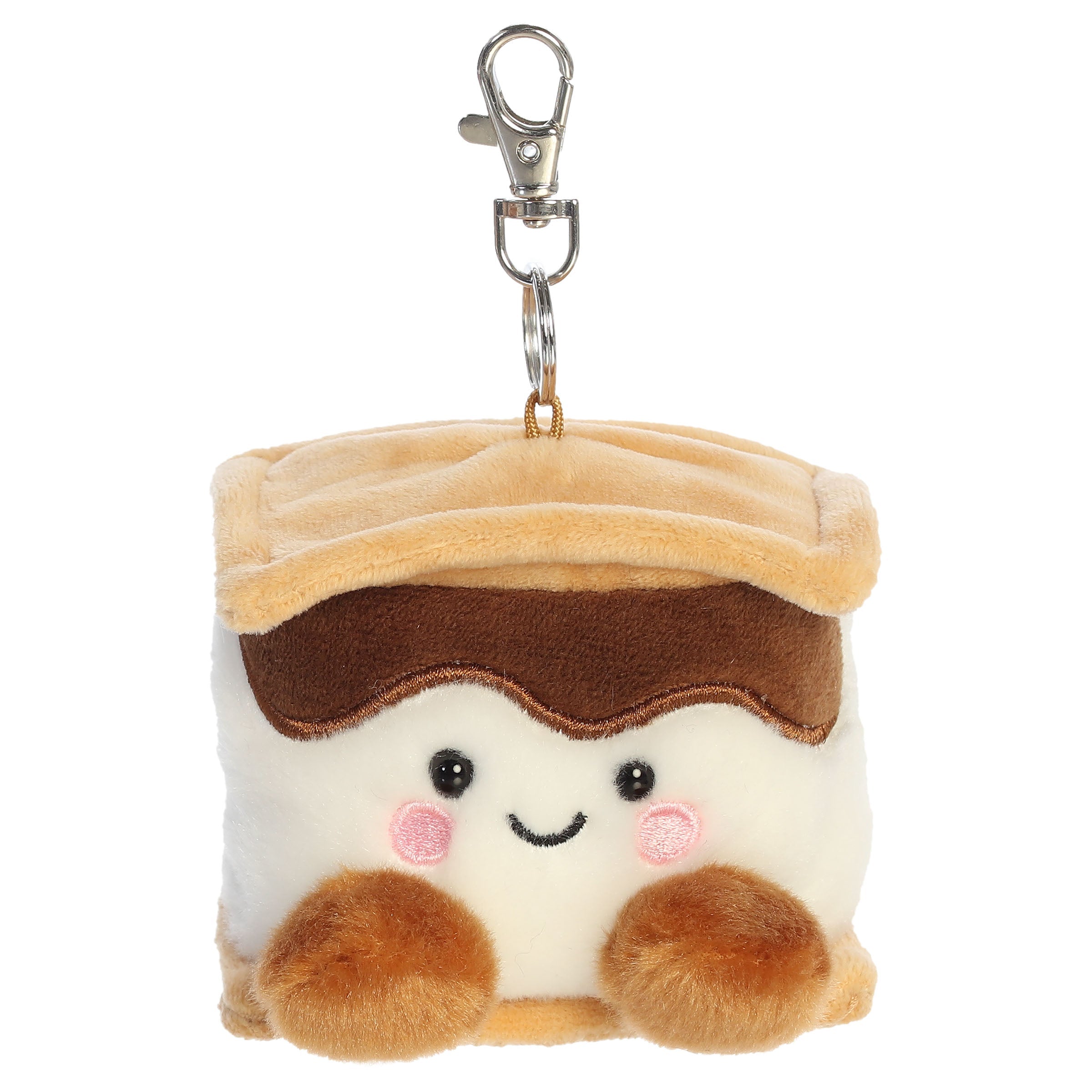 A s'more plush clip-on from Aurora with a marshmallow center, chocolate accents, and graham cracker details.