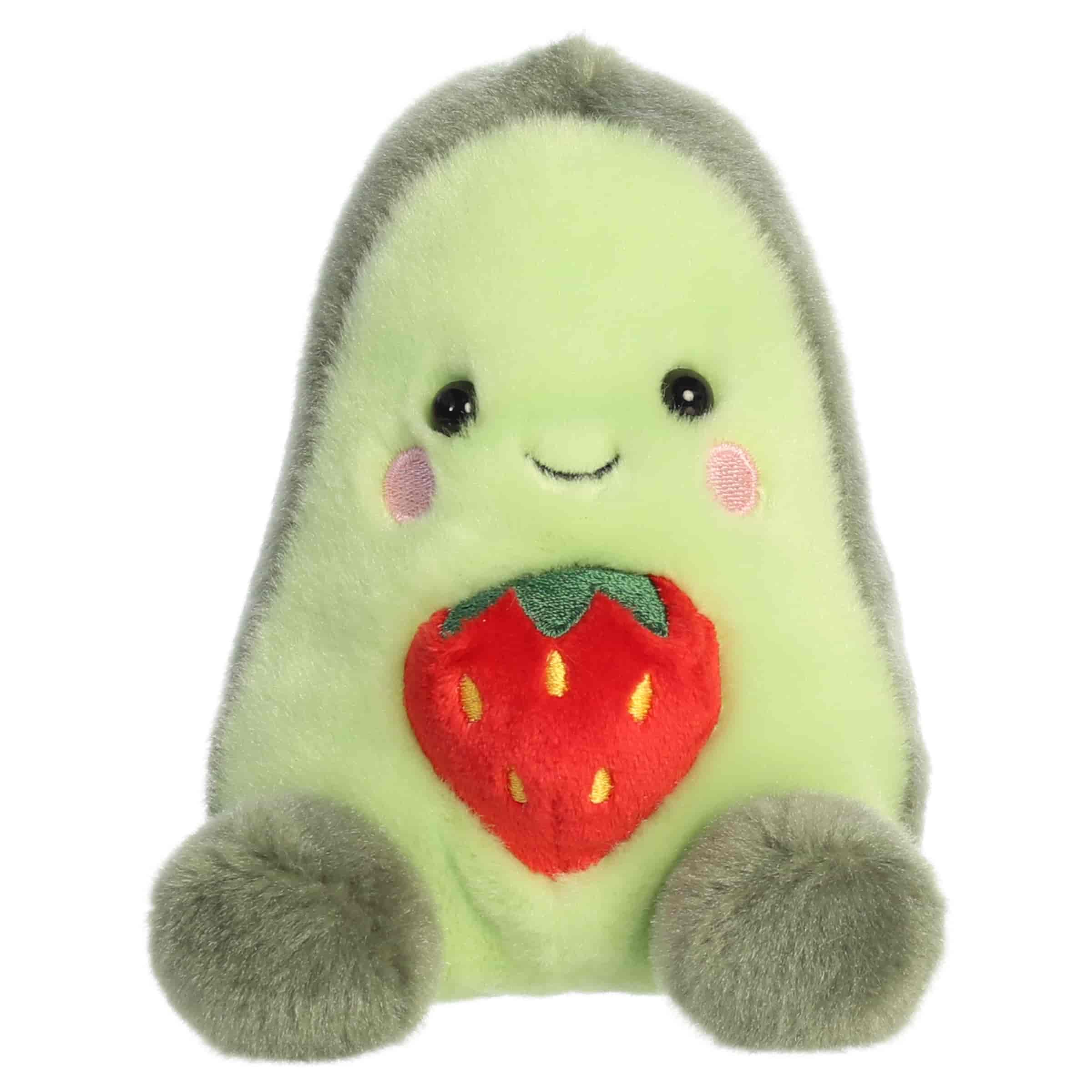 Clapton Guitar plush with soft blue guitar body, black neck, stitched strings, and smiling Palm Pals face