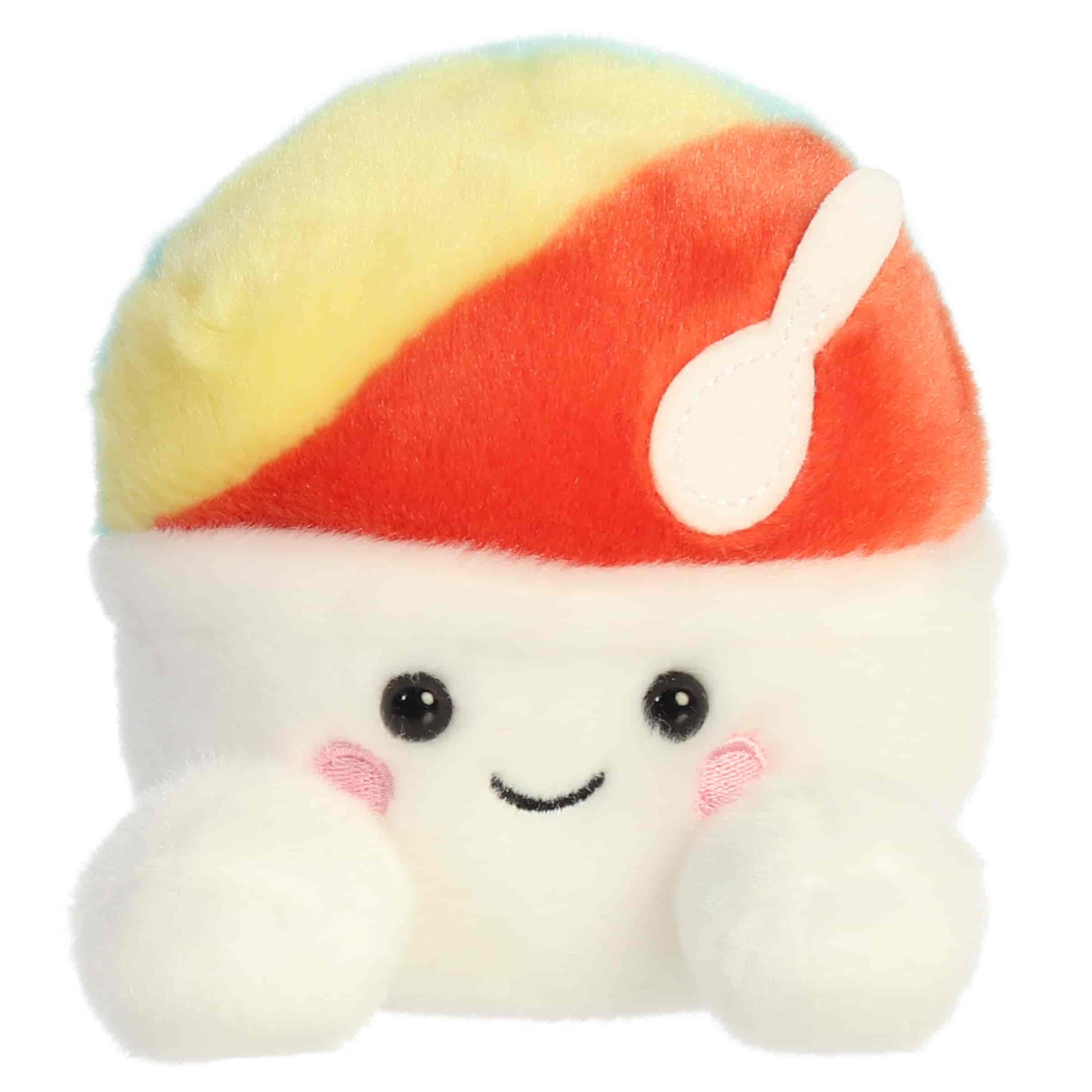 Giggles Clownfish plush with orange body, white stripes, tiny fins, bright smile, and round Palm Pals shape