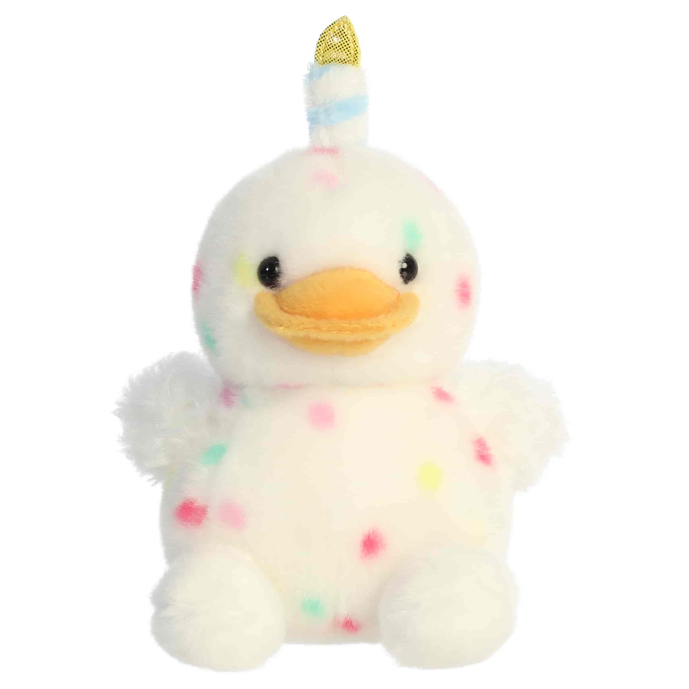 Aimee Strawberry Avocado plush with green avocado body, smiling face, and bright red strawberry center