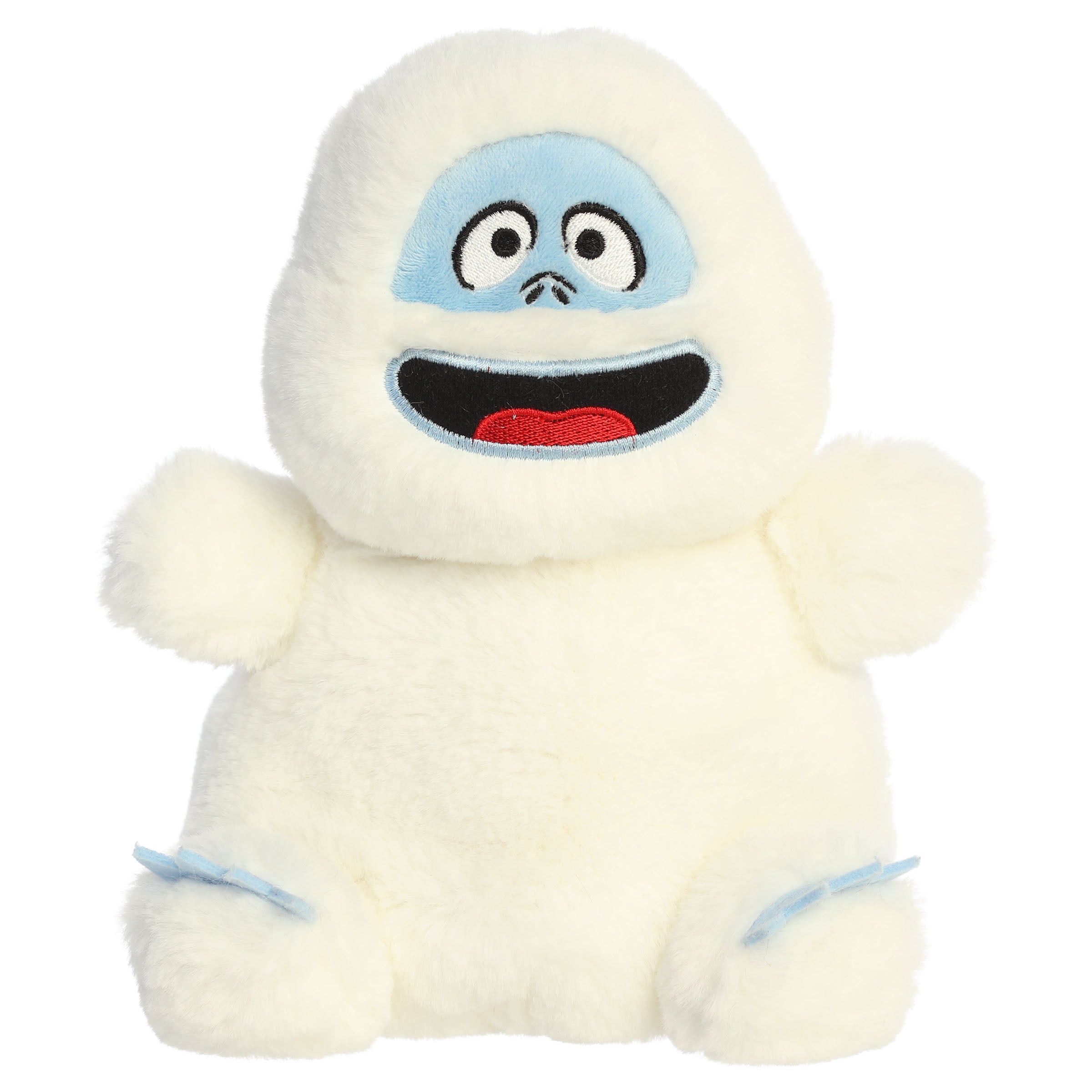A party-sized Bumble plush toy from Aurora with a white body, blue accents, and a friendly smile.