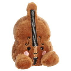 A violin plush toy from Aurora with a violin-shaped body, tiny feet, string-inspired details, and an embroidered face.