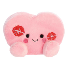 Kinsley Kisses Heart plush in soft pink, adorned with red kisses, perfect for gifting.