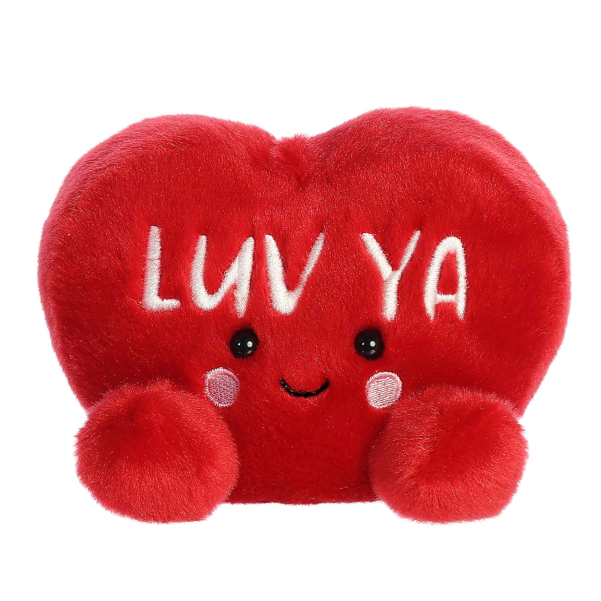 Red Luv Ya Candy Heart plush with white 'LUV YA' message, perfect for cuddles.