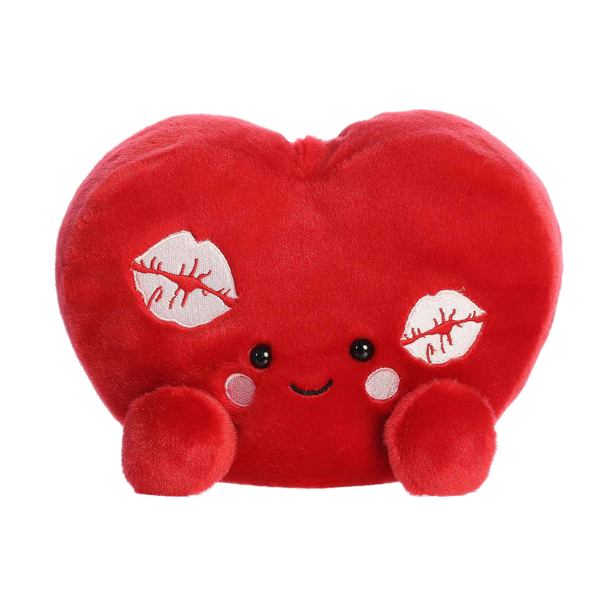 A large red heart-shaped plush with rosy cheeks and kiss marks from the Party-Sized Palm Pals Valentine’s Collection