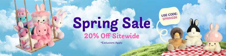 A web banner of spring-themed Palm Pals and 2026 Spring Sale information including using code SPRING26 to enjoy 20% off sitewide. 