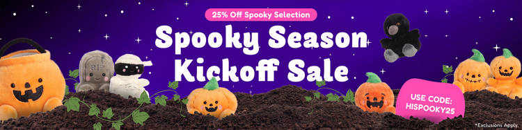 Spooky Season Kickoff Sale Promotional Banner 25% Off Spooky Selection use code HISPOOKY25