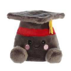 Graduation Cap Palm Pals plush by Aurora, grey with red band and yellow tassel for a perfect graduation gift